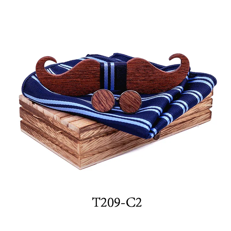 Усы деревянная бабочка платок Запонки Наборы для мужской костюм деревянный галстук-бабочка галстук дропшиппинг галстук бабочка галстук - Цвет: T209-C2