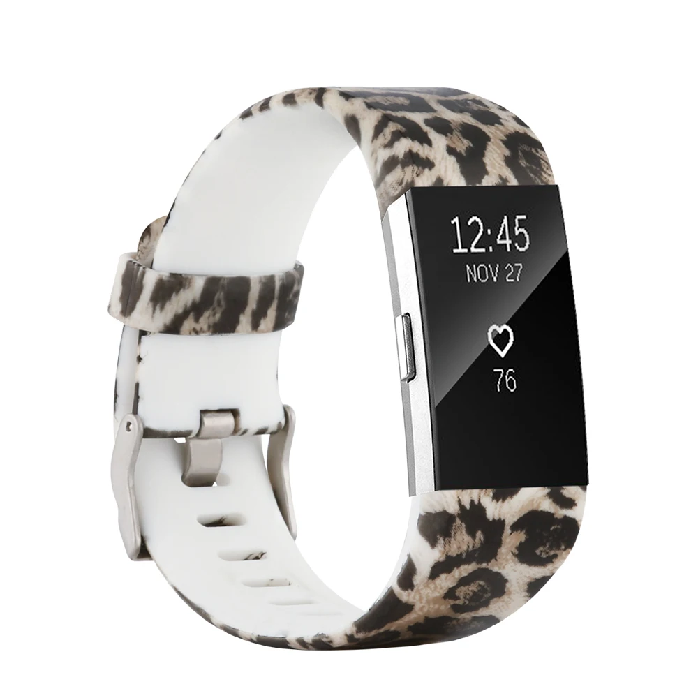

Honecumi For Fitbit Charge 2 Bands Silicone Leopard Bracelet Replacement Bands for Fitbit Charge 2 Accessories Small Large Size
