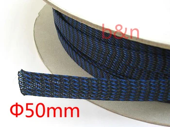 

New 50mm Diameter Fire retardant Three wire encryption weaving flexible PET WEAVING MESH tube Bushings Checkered casing
