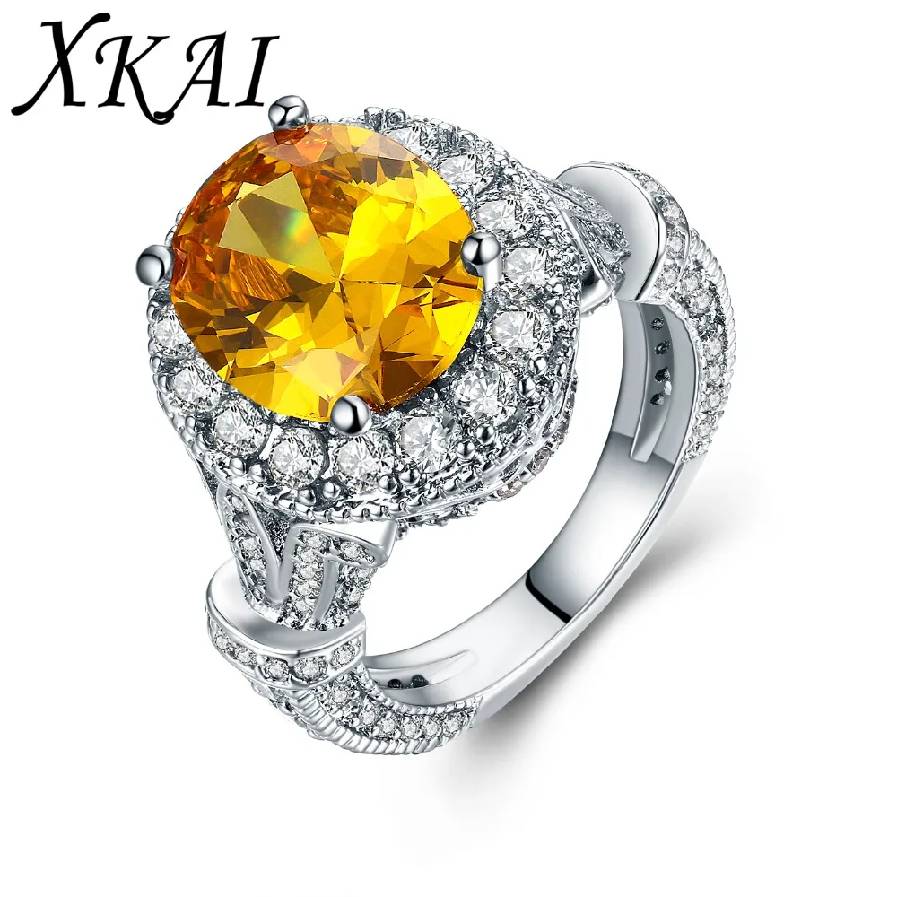 Серебряный цвет Сталь Кольца для женщин Винтаж Большой CZ stonejewelry роскошные