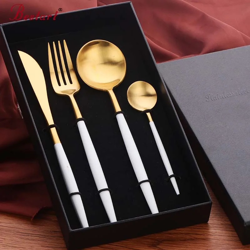 Роскошные cutipol столовые приборы с подарочной коробке 304 нержавеющая сталь в западном стиле черный ужин нож, вилки наборы набор Европейской посуды для вечерние - Цвет: 1