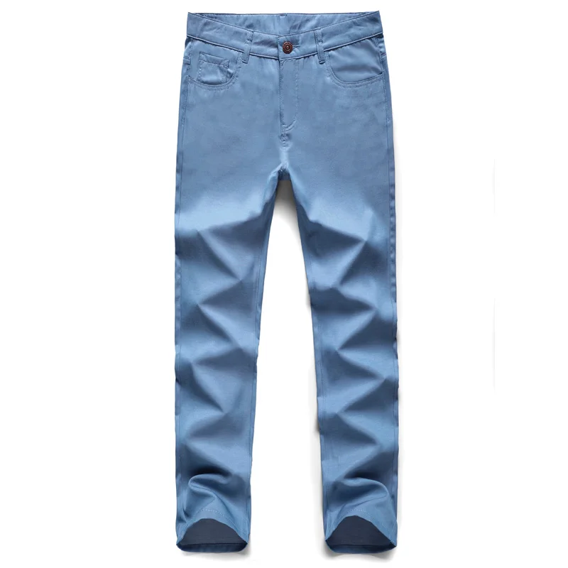 Niuzhuaifu Высокая-класс Бизнес Повседневное эластичная повязка на головку с leasantly Прохладный вентиляции лето Для мужчин свободного кроя и удобные брюки Штаны - Цвет: Небесно-голубой