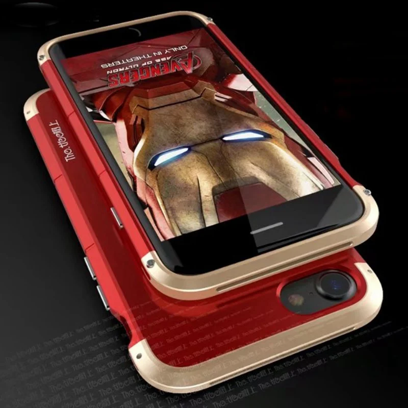 MaiMoke бампер для Apple iphone 7 Plus металлический роскошный 2 в комбо Чехол для iphone 7 Броня сплав задняя крышка для iphone 7 телефона - Цвет: Red glod