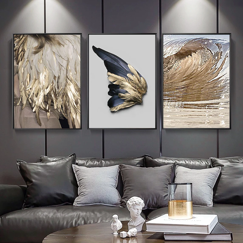 Us 3 96 51 Off American Modern Living Room Decoration Gold Feather Abstract Poster Angel Wings Canvas Painting Wall Picture Sofa Background In Us 3 96 51 Off American Modern Living Room Decoration Gold Feather Abstract Poster Angel Wings Canvas Painting Wall Picture Sofa Background In