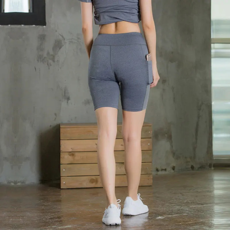 Facecozy, женские шорты для бега и йоги с карманами, женские облегающие Компрессионные шорты для фитнеса, эластичные быстросохнущие спортивные шорты
