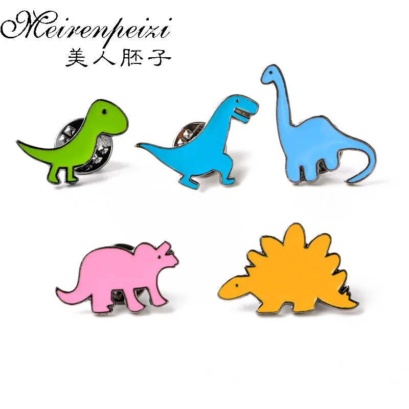 199 30 De Réduction5 Pièceensemble Broche De Dessin Animé Coloré émail Mignon Petit Dinosaure Dragon Broches Broches Enfants Cadeau