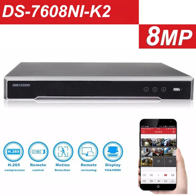 HIKVISION upgradable 4K H.265 NVR 8CH 16CH DS-7608NI-K2 DS-7616NI-K2 Up to 8MP record Network video recorder