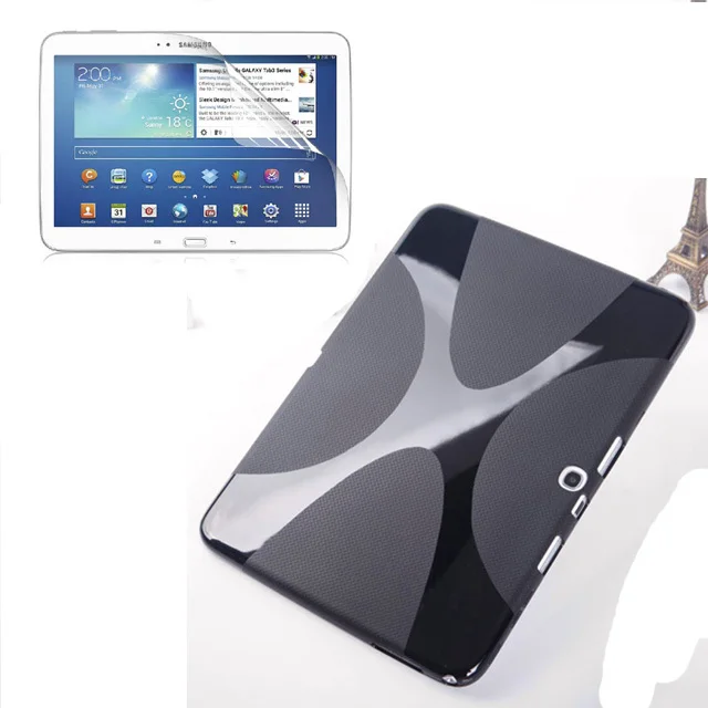 

1x Screen Protector Film , X Line Soft Silicone Rubber TPU Gel Shell Cover Case For Samsung Galaxy Tab 3 Tab3 10.1 P5200 P5210