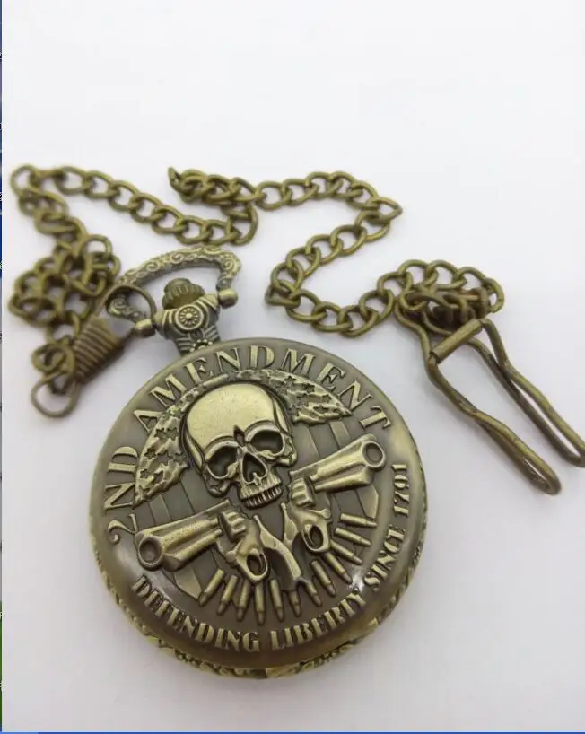 wholesa-bronze-defending-liberty-since-1791-2nd-amendment-military-gun-skull-quartz-pendant-necklace-men-women-pocket-watch-gift