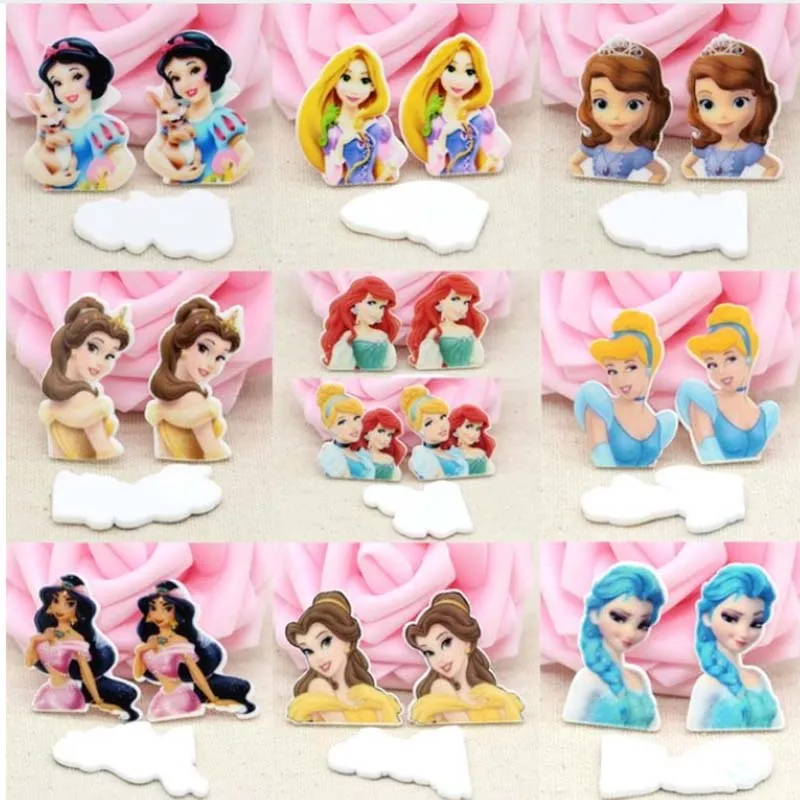 

50pcs Princess Snowwhite Cinderella Planarflat back cartoon planar resin for diy decoration crafts accessories