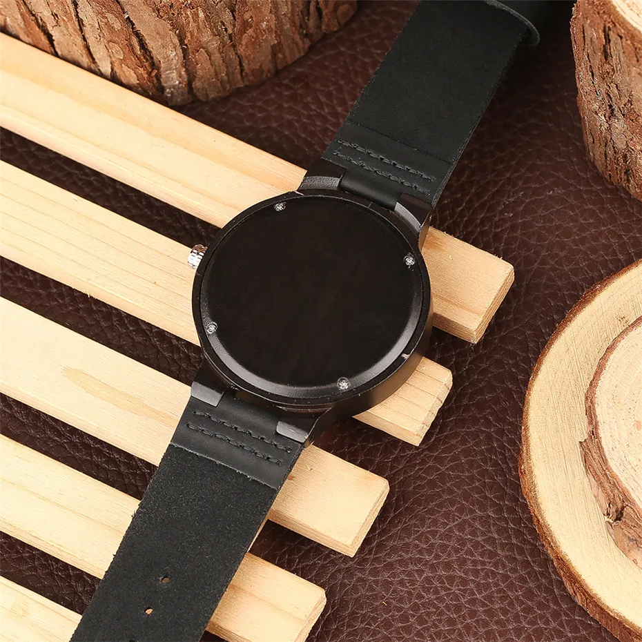 Black wooden simple men watches clock12
