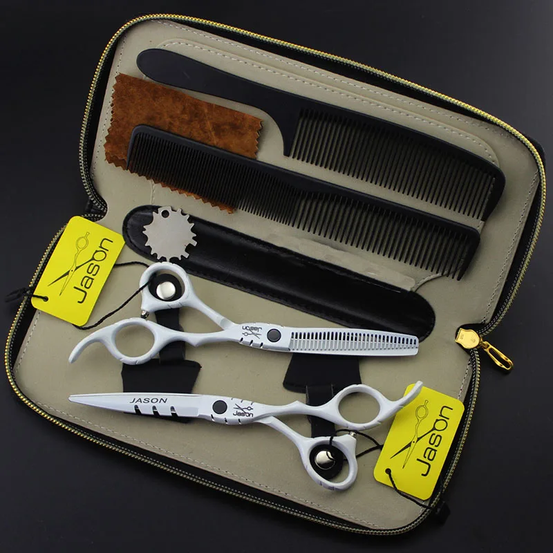 

5.5inch White Painting Hairdressing Cutting Thinning Scissors Set with Combs Case Salon Barber Hair Clipper Shear Tool