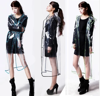 

FASHION WOMEN'S TRANSPARENT EVA RAINCOAT OUTDOOR TRAVEL WATERPROOF RAIN COAT