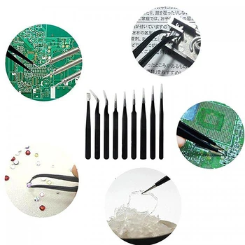 

6/10Pcs Precision Tweezers With Ceramic Tweezer Medical Steel Clamps For Electronics Soldering DIY Bend Phone Repair Tools Kit