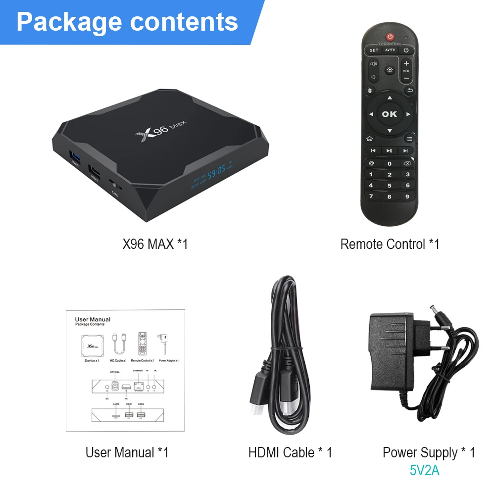 ТВ приставка X96MAX на Android 9 0/8 1 4 ГБ 64 Amlogic S905X2 4K H2.65 1000 м 2 ГГц/5 ГГц Wi Fi смарт медиаплеер
