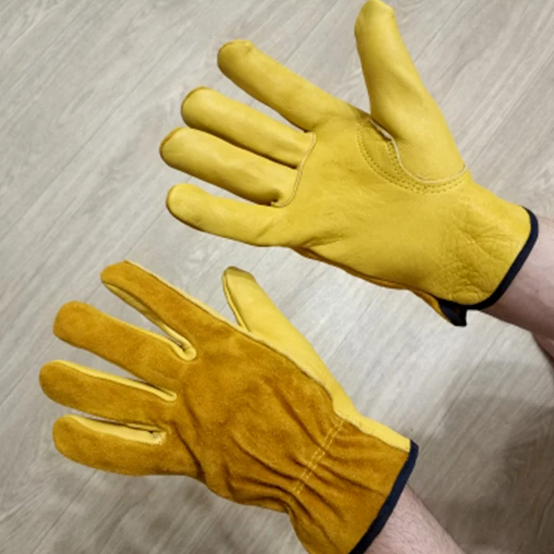 

Brand Fashion Safety Gloves Working Men Gloves Cowhide Anti-cut Wear Oil Resistance Driver Welding Hunting Hiking Leather Gloves