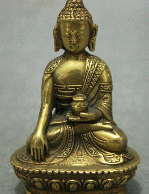 

7cm Old China Buddhist Brass Shakyamuni Sakyamuni Tathagata Buddha Pot Statue
