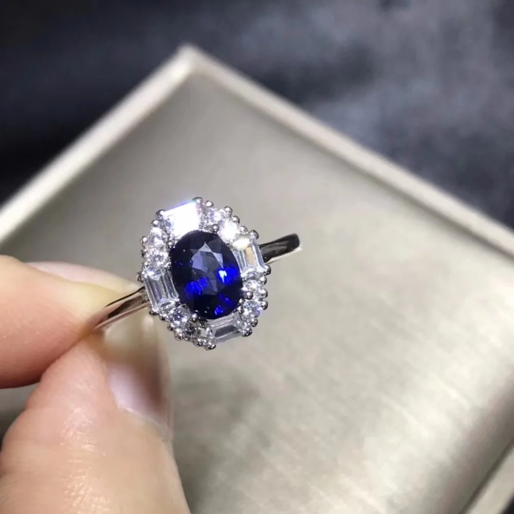 Natural sapphire ring, 925 silver exquisite style, best