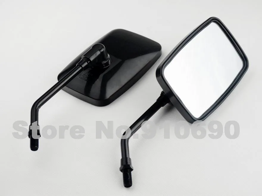 Motorcycle Black Rectangle Adjustable Big Rear View Rearview Side Mirror Custom 10MM Thread