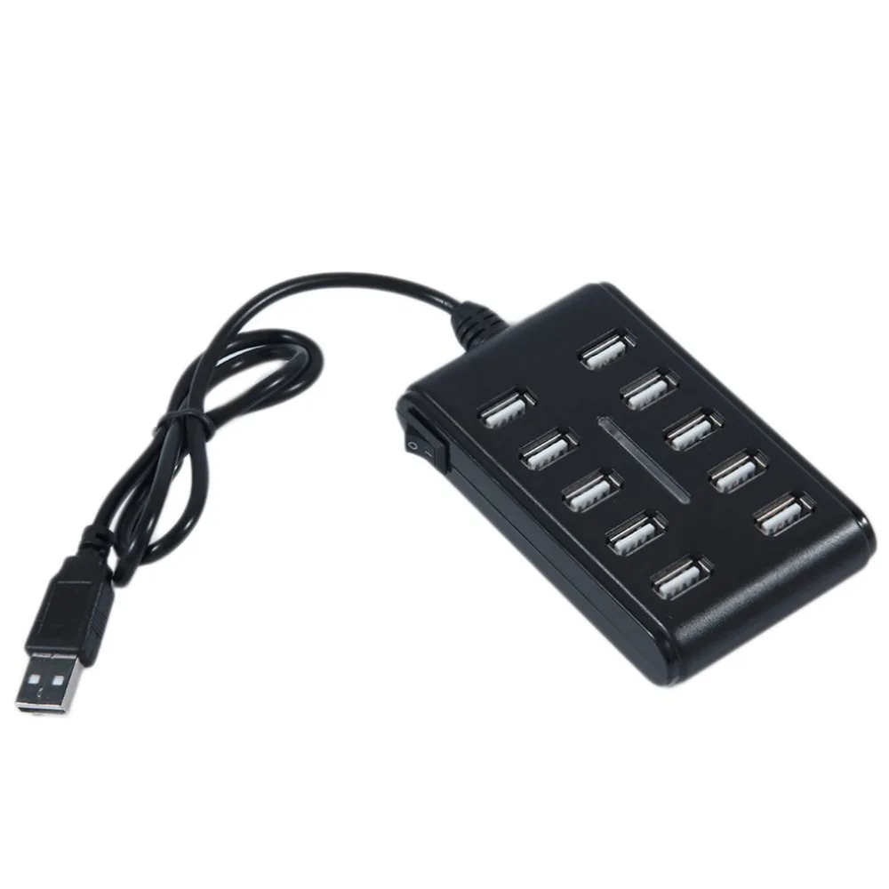 10 портов USB2.0 концентратор синхронизации данных адаптер 480 Мбит/с высокоскоростной Plug& Play usb-хаб портативный мобильный телефон зарядка для ноутбука ПК