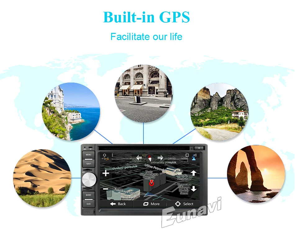 Best Eunavi Double 2 Din Car PC DVD player for universal with GPS Navigation MP3 Radio RDS Video country map Bluetooth Mp4 car sterto 8