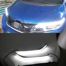 2 шт., светодиодный светильник для Honda Fit Jazz,,,, дневной ходовой светильник, желтый сигнал поворота, реле, автомобильный головной светильник, украшение для бровей