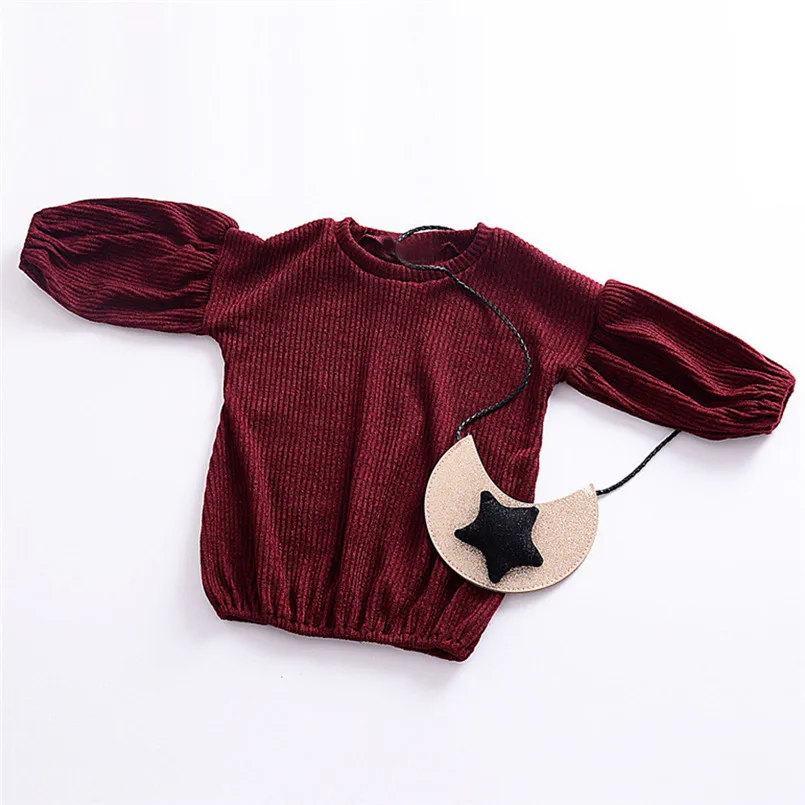2018 Baby Toddler Infant Baby Kids Girls Solid Lantern Sleeve Shirt Tops Outfits Winter Clothes Ropa de ninos #30O25 (5)