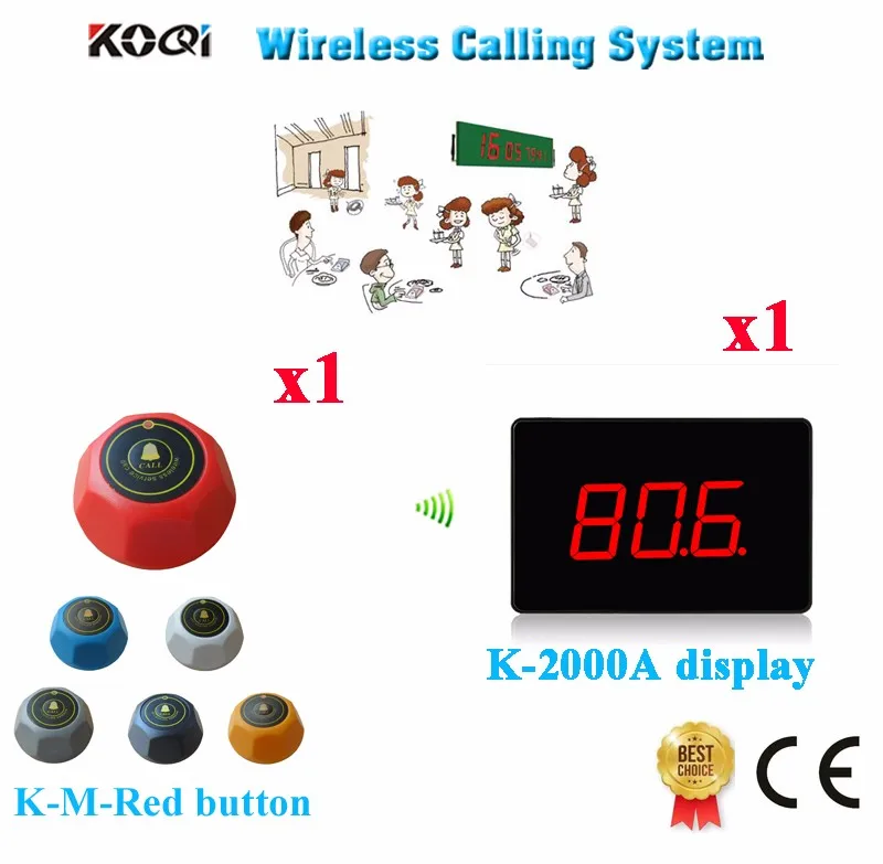 K-2000A+K-M-red  1+1 Wireless Calling Buzzer Bell System