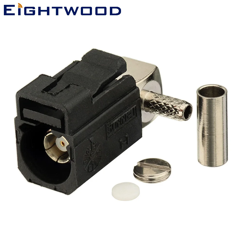 Eightwood Fakra код обжимной разъем Женский РЧ коаксиальный разъем адаптер прямоугольный черный/9005 для LMR-100 RG174 RG316 кабель