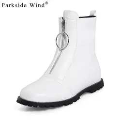 Parkside Wind/модные женские ботинки; обувь для верховой езды с круглым носком на молнии и металлическим украшением; зимние сапоги из