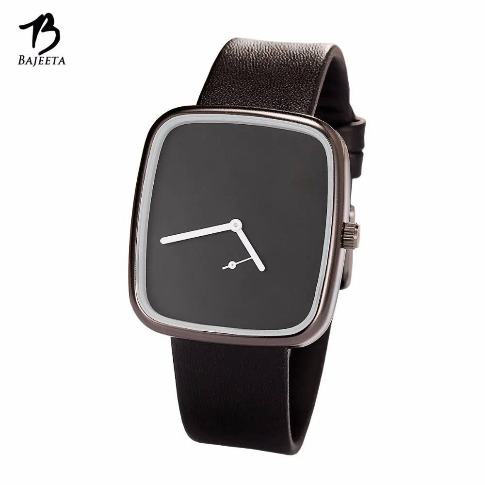 Goede BAJEETA Nieuwe Aankomen Eenvoudige Stijl Vrouwen Horloge Mode Jurk Lederen Elegante Quartz Horloge Lady Casual Rechthoek Klok Dropship
