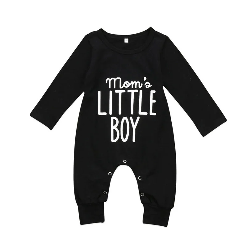 

Cute Newborn Baby Boys Cotton Romper Jumpsuit Clothes New Fashion Infant Long Sleeve Mom´s Little Boy Outfits Black Playsuit