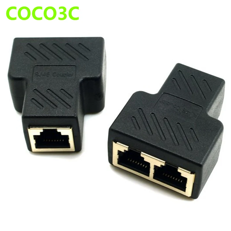 1 to 2 RJ45 Ports Network Plug Cable Splitter Extension