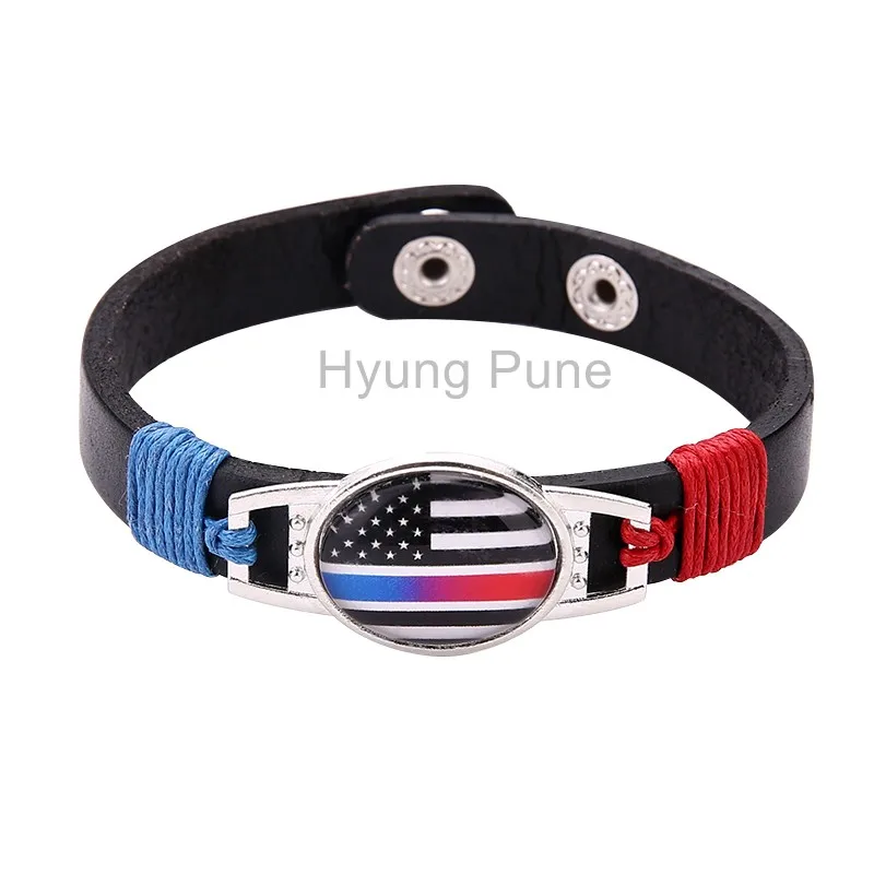 Thin Blue Red Line Police Fire Fighter US American Flag