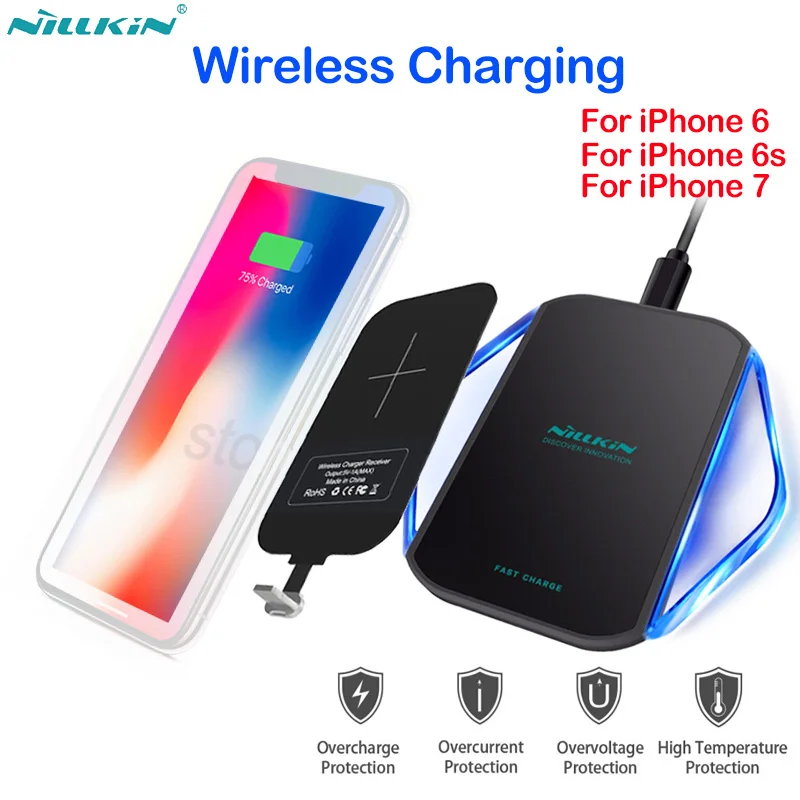 

Nillkin Wireless Charging for Apple iPhone 7 6 6s Qi Fast Wireless Charger + Qi Wireless Charging Receiver Chip Tag