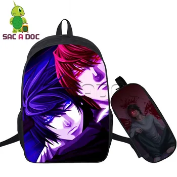 

2 Pcs/set Men Backpack Cool Anime Death Note Boys Students Waterproof School Bags L/Light Laptop Backpack for Men Schoolbag