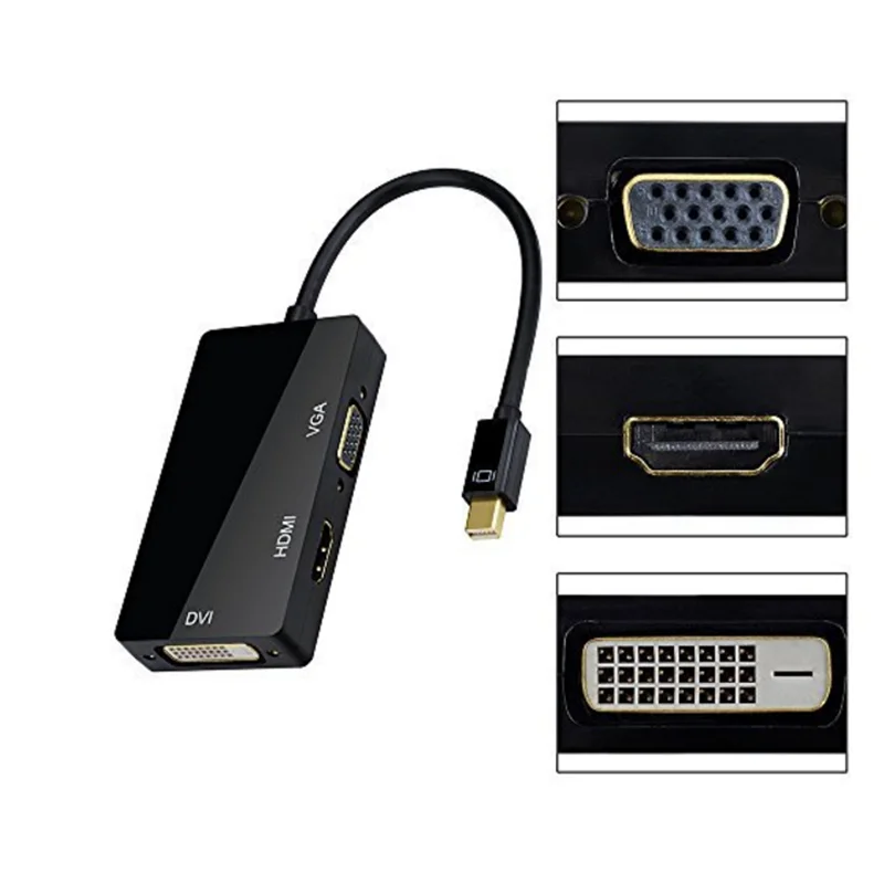 3 в 1 Mini displayport DP Thunderbolt to DVI VGA HDMI конвертер Кабель-адаптер для iMac Mac Mini Pro Air Book