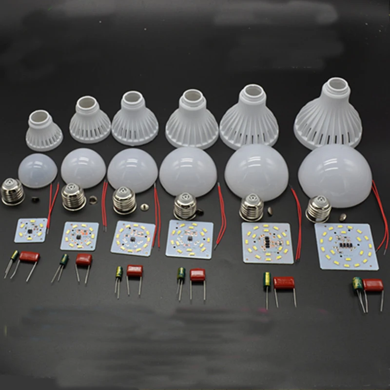 

white 3W 5W 7W 9W 12W 15W E27 DIY LED Bubble Ball Bulb Lamp Parts 220V Energy Saving Plastic LED Lamp Light Accessory 10pcs