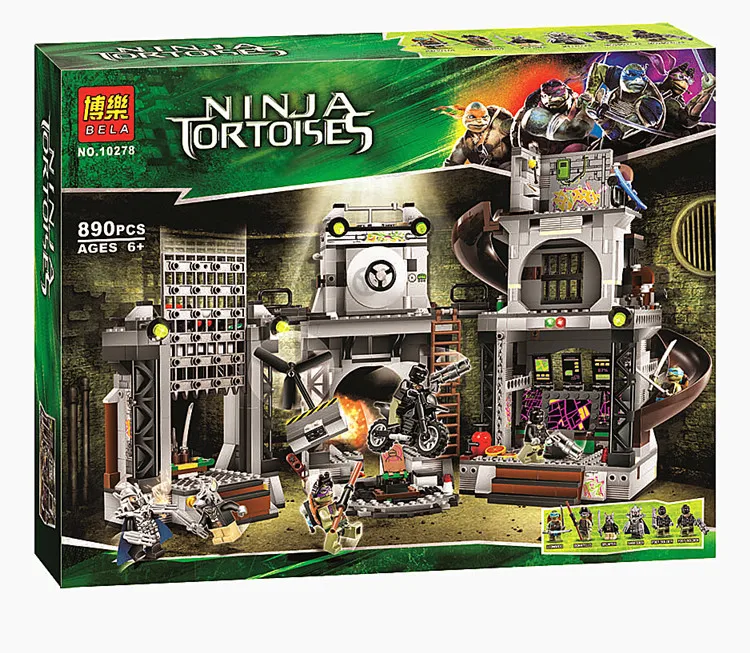 

Bela 10278 Ninja Tortoise Turtle Nest Base Minifigures Building Block Minifigure Toys Compatible with Legoe