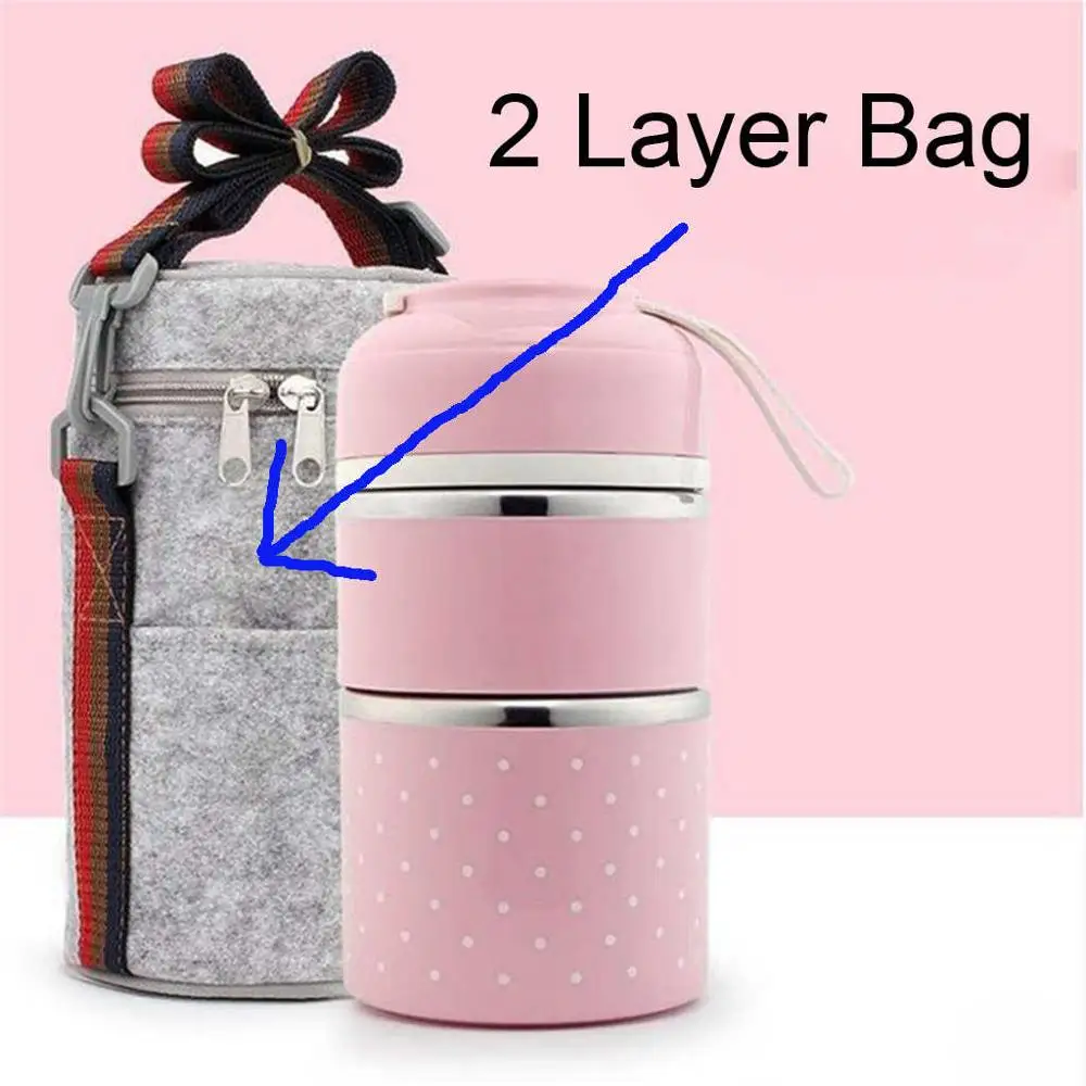 2 Layer bag Японский термальный Ланч-бокс герметичный из нержавеющей стали Bento box детский портативный контейнер для еды для пикника и школы кухонный инструмент 29 - Цвет: 2 Layer bag