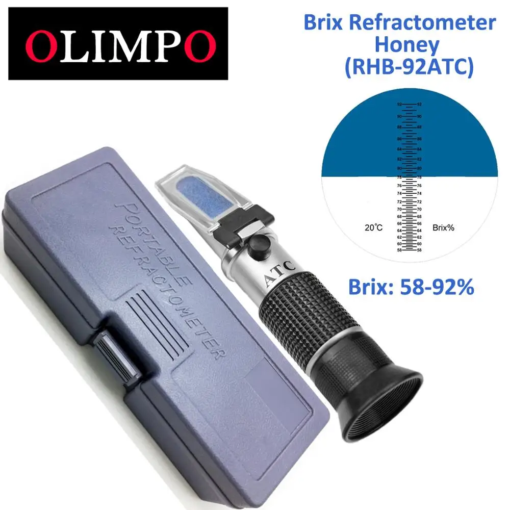 

OLIMPO Honey Refractometer 58-92% Brix single scale test sweets fruit syrup jelly jam Crystal Sugar processing