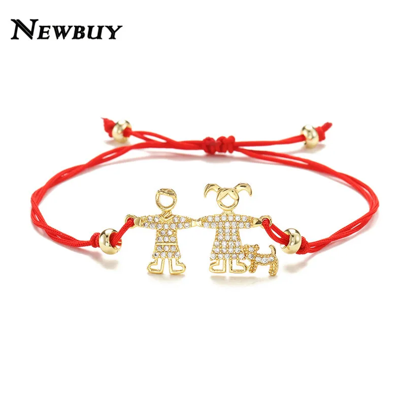 NEWBUY для мальчиков и девочек собак семейная дружба Плетеный Красный браслет