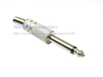 

6.35mm 1/4 Mono Metal plug audio cable connectors with metal spring ,Solder type ,60pcs, Free shipping