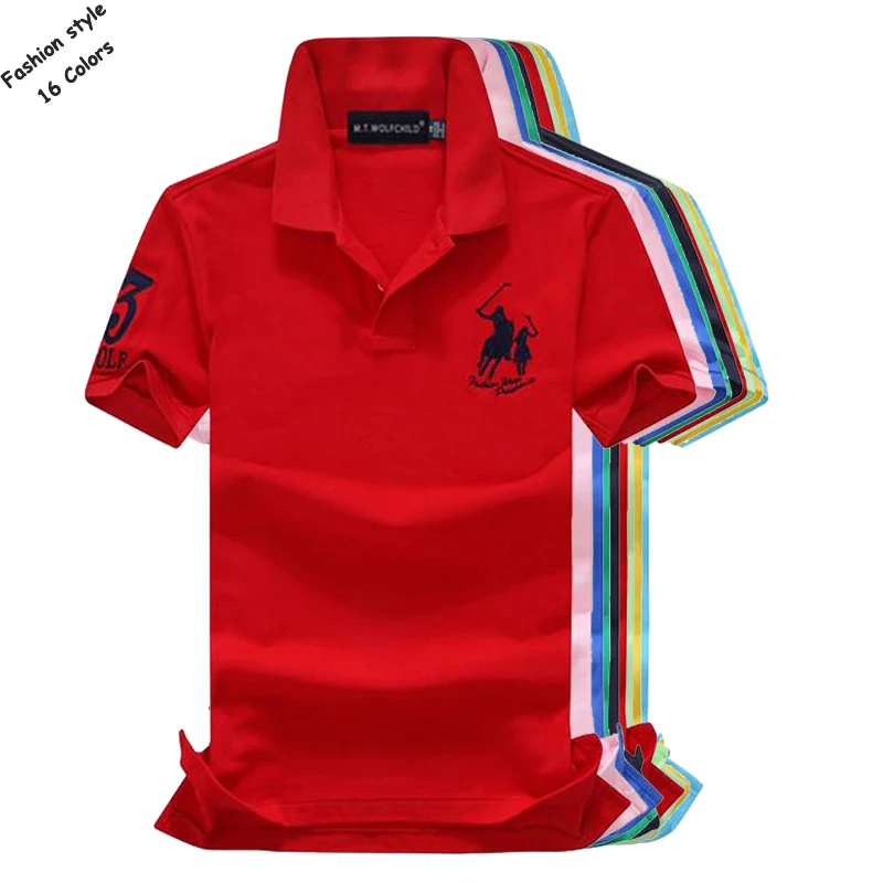 

Top quality 2018 Summer mens short sleeve polos shirts casual cotton embroidery horse mens lapel polos fashion mens slim tops