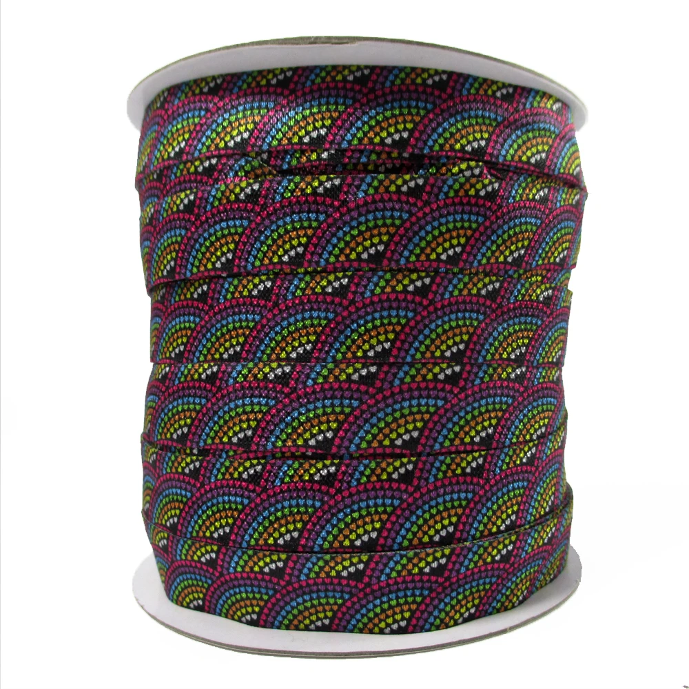 5/8 &quotFOE camo rainbow leopard series с бантиком Полиэстеровая тесьма 50 ярдов материалы ручной