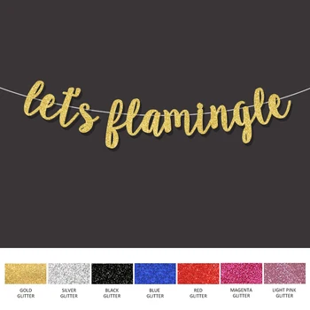 

Script lets flamingle banner bachelorette party decor bachelorette photo props hen flamingo party decorations gold glitter signs