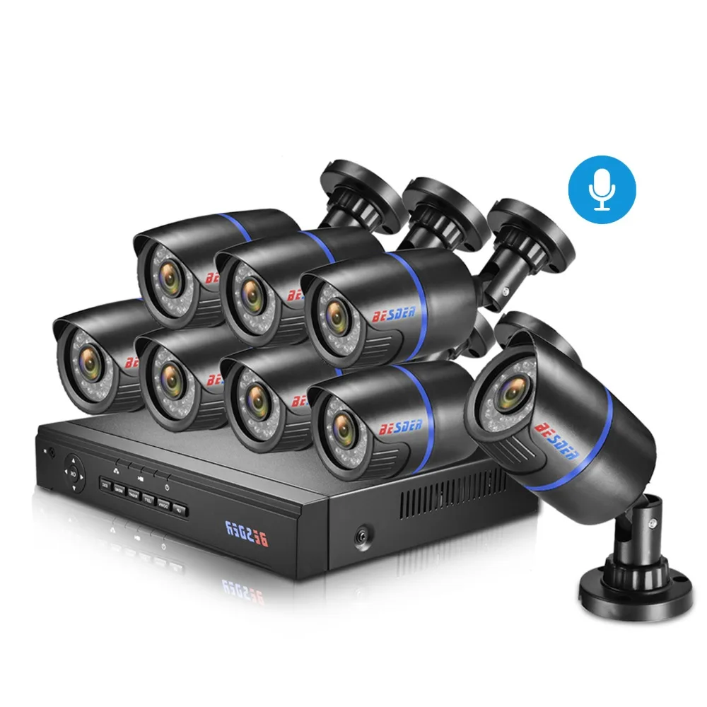 

BESDER 8CH NVR Network Video Recorder 8PCS 2MP Home Security Audio Record IP Camera Video Surveillance System Camera Kits