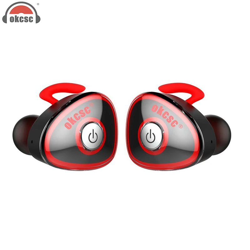 

OKCSC Mini Wireless Bluetooth Headset Twins In Ear Sport Earphones Stereo Running With Mic Support Phone Call for Phone xiaomi