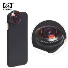 Apexel Универсальный объектив рыбий глаз 238 градусов Супер Рыбий глаз 0.2X полная Рамка широкоугольный объектив для iPhone X 7 8 6 6s plus xiaomi redmi