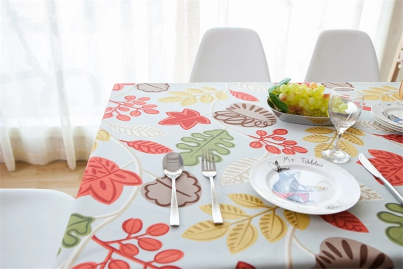 Pastoral Leaves Rectangle Tablecloths Printed Cotton Polyester Tea Table Cloth For Table Dustproof Microwave Oven Cover Kitchen 
